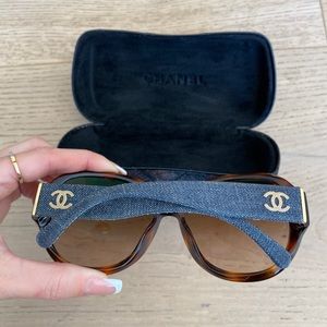 Chanel Denim CC Logo Tortoise Havana Sunglasses